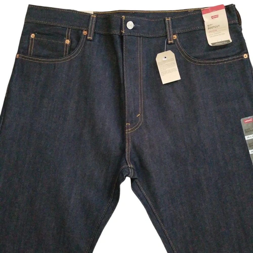 Levi's 517 Men's Blue Dark Wash Cotton‎ Bootcut Jeans Size 38 NEW